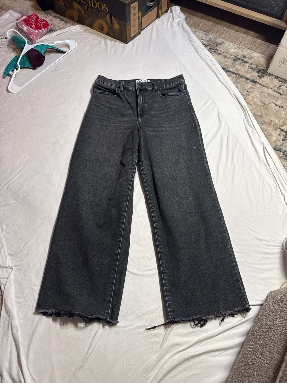 DAZE Denim Troublemaker Womens High Rise Wide Leg Jeans in Twili Black Size 31